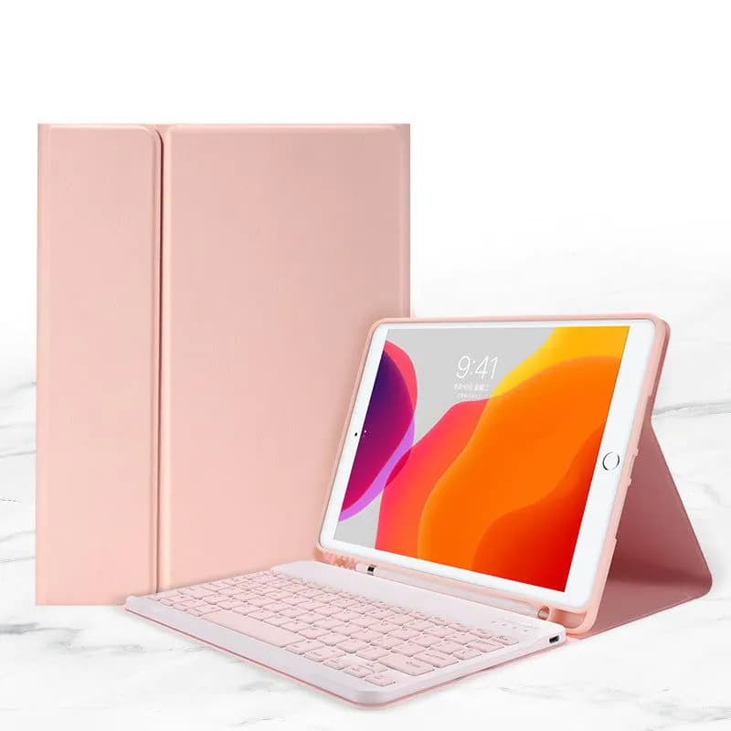image-Compatible with Apple, Air10.9Ipad10.2 Pen Slot Bluetooth Keyboard Leather Case Pro9.7Air2Mini45 Detachable Keyboard Cover