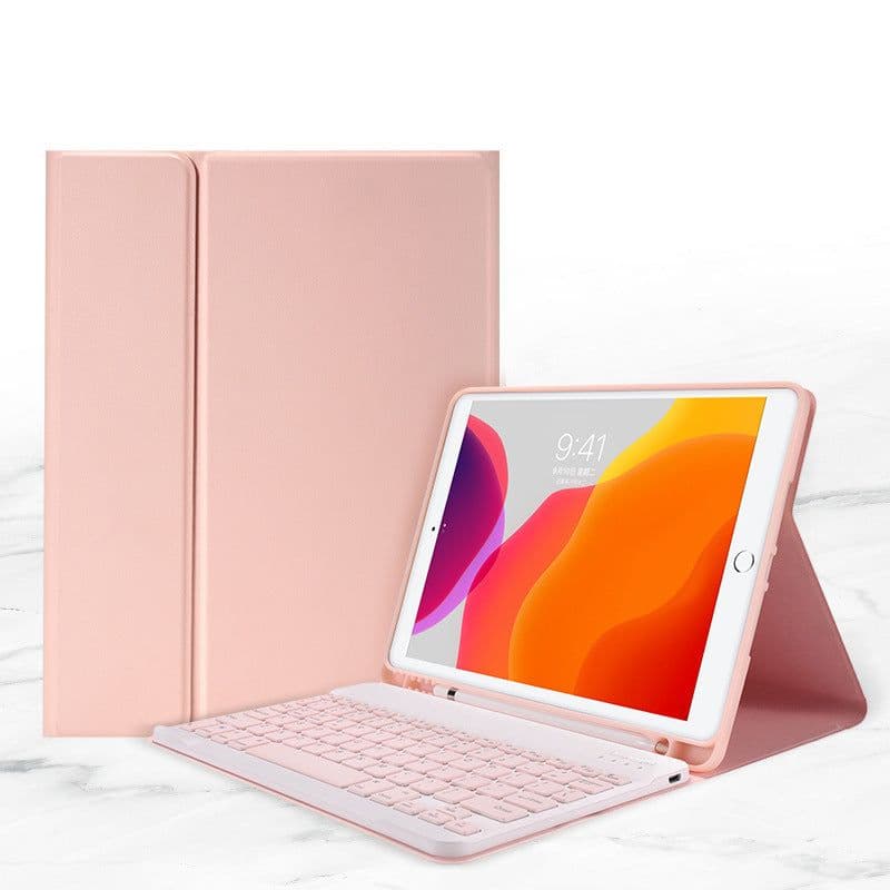 image-Compatible with Apple, Air10.9Ipad10.2 Pen Slot Bluetooth Keyboard Leather Case Pro9.7Air2Mini45 Detachable Keyboard Cover