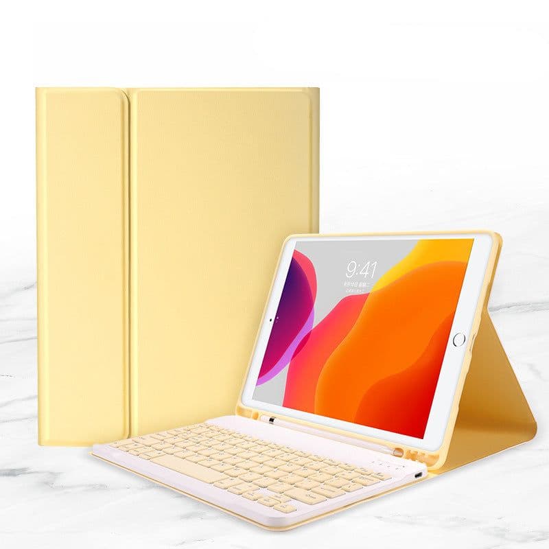 image-Compatible with Apple, Air10.9Ipad10.2 Pen Slot Bluetooth Keyboard Leather Case Pro9.7Air2Mini45 Detachable Keyboard Cover