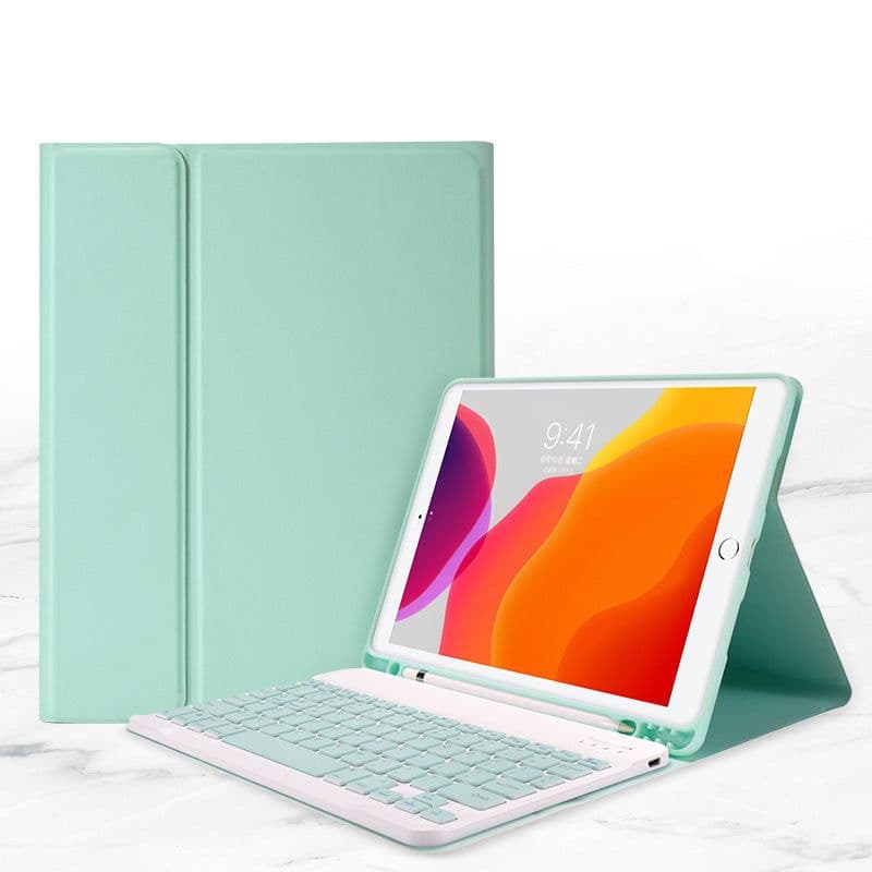 image-Compatible with Apple, Air10.9Ipad10.2 Pen Slot Bluetooth Keyboard Leather Case Pro9.7Air2Mini45 Detachable Keyboard Cover