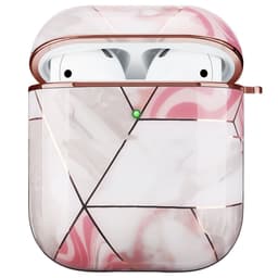 image-Compatible with Apple, Electroplating Gold Hard Shell White Marble Earphone Cover Is Suitable