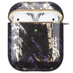 image-Compatible with Apple, Electroplating Gold Hard Shell White Marble Earphone Cover Is Suitable