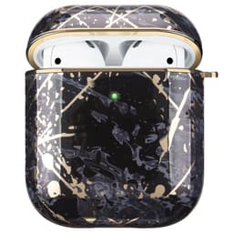 image-Compatible with Apple, Electroplating Gold Hard Shell White Marble Earphone Cover Is Suitable