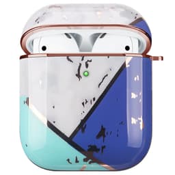 image-Compatible with Apple, Electroplating Gold Hard Shell White Marble Earphone Cover Is Suitable