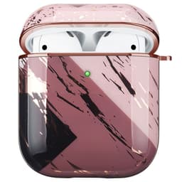 image-Compatible with Apple, Electroplating Gold Hard Shell White Marble Earphone Cover Is Suitable