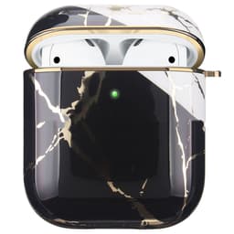 image-Compatible with Apple, Electroplating Gold Hard Shell White Marble Earphone Cover Is Suitable