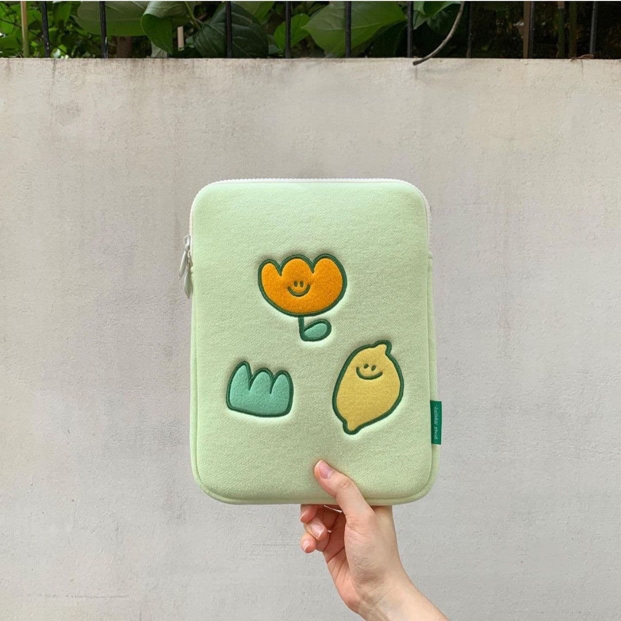 image-Niche Design Lemon Embroidery Flower Laptop Bag