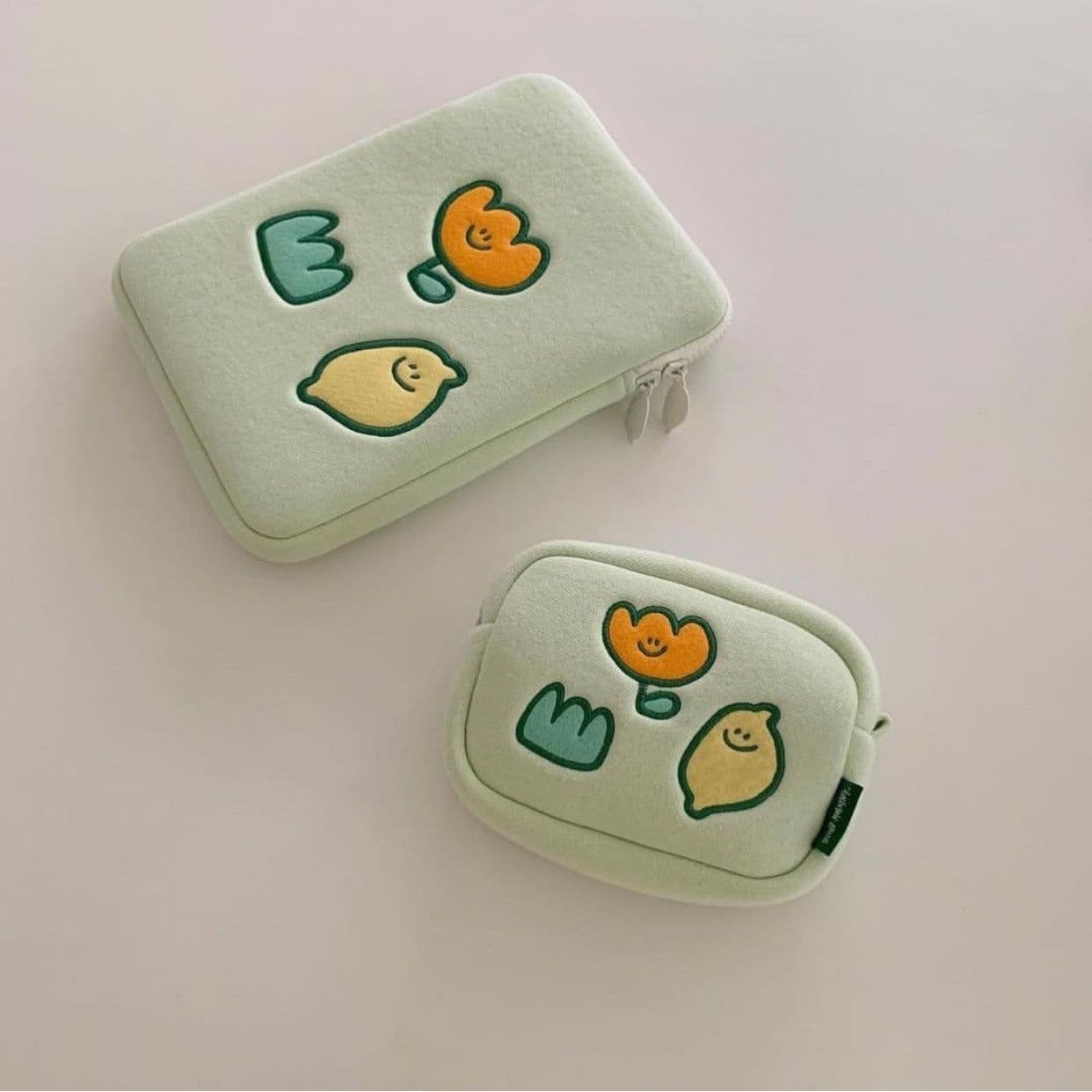 image-Niche Design Lemon Embroidery Flower Laptop Bag
