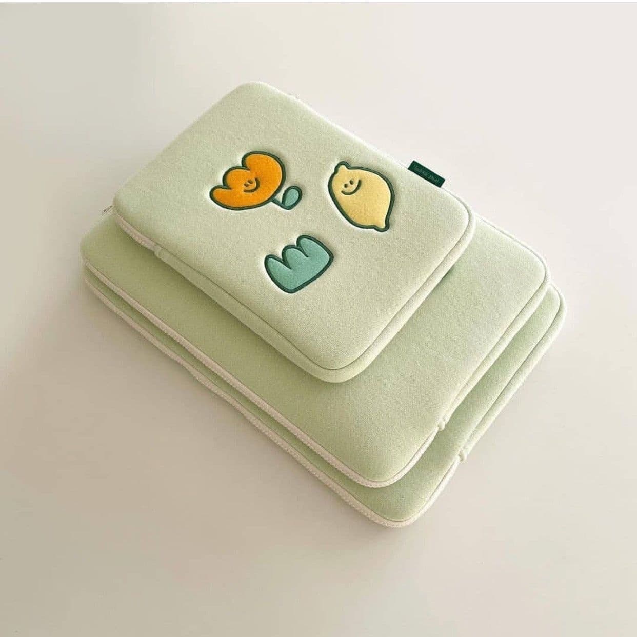 image-Niche Design Lemon Embroidery Flower Laptop Bag