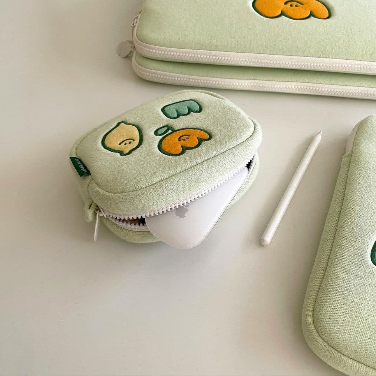 image-Niche Design Lemon Embroidery Flower Laptop Bag