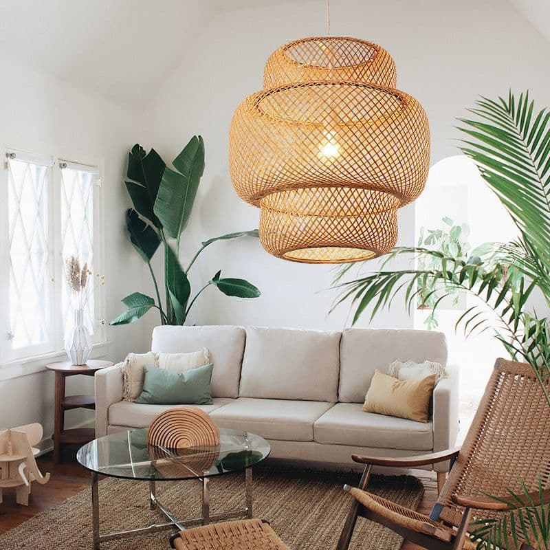 image-Nordic Bamboo Weaving B&B Inn Bamboo Art Chandelier