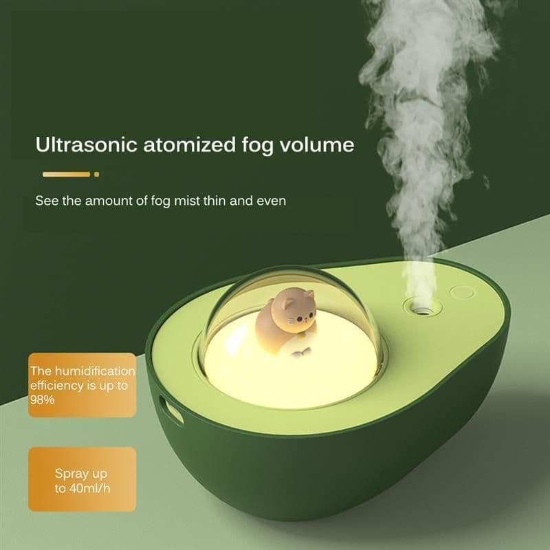 image-Avocado Mini Spray Humidifier USB Charging Night Light Portable Mist Sprayer For Home Car