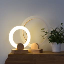 image-Wooden Art Circular Chandelier Nordic Style Living Room Dining Room Art Lamps