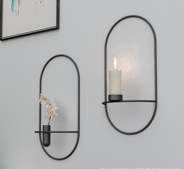image-3D Metal Candle Holder Geometric Round Candlestick Wall Mounted Crafts Wedding Table Home Deco Party Festival Decoration Gifts