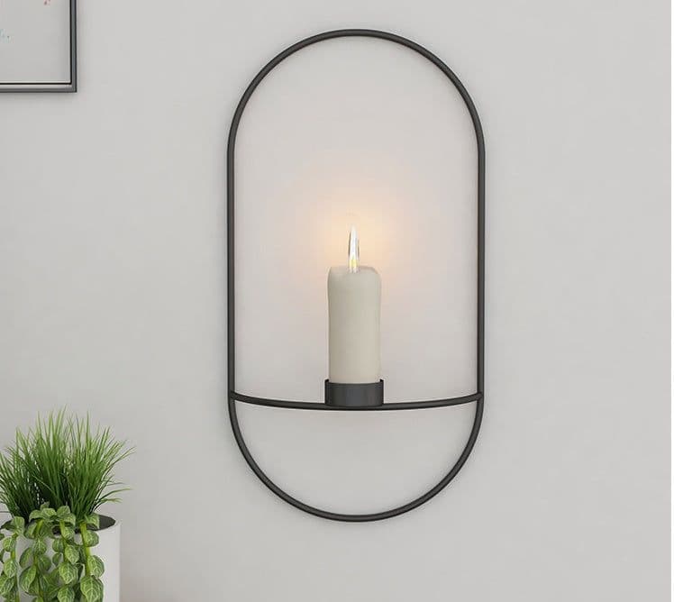 image-3D Metal Candle Holder Geometric Round Candlestick Wall Mounted Crafts Wedding Table Home Deco Party Festival Decoration Gifts