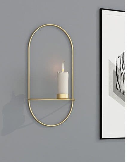 image-3D Metal Candle Holder Geometric Round Candlestick Wall Mounted Crafts Wedding Table Home Deco Party Festival Decoration Gifts