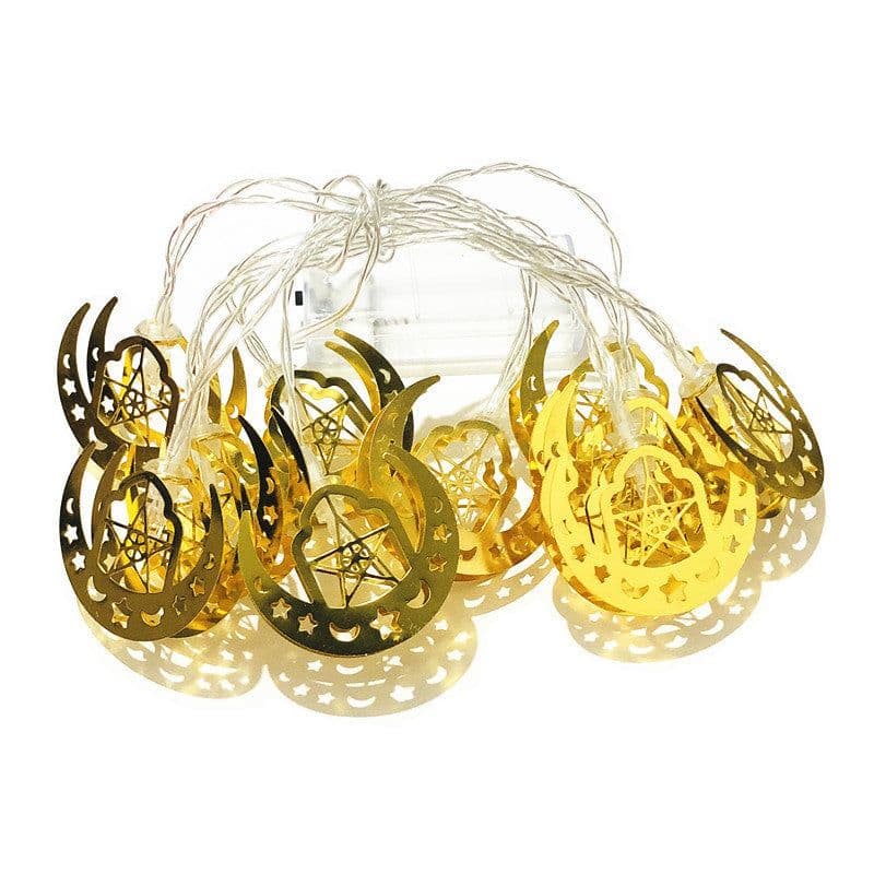 image-Muslim Ramadan Festival Battery Box Led String Lights Eid Mubarak Moon And Stars Interior Decoration Lights