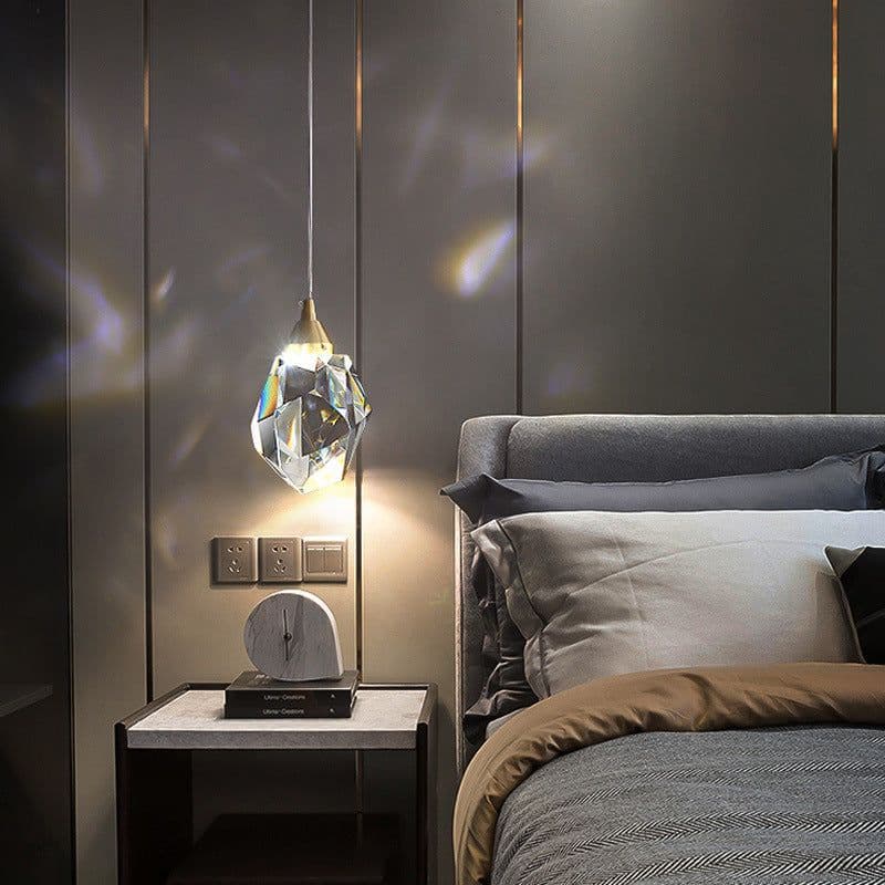 image-All Copper Light Luxury Crystal Chandelier Modern Minimalist Restaurant Three-Head Chandelier