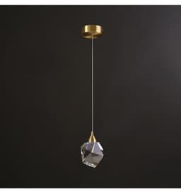 image-All Copper Light Luxury Crystal Chandelier Modern Minimalist Restaurant Three-Head Chandelier