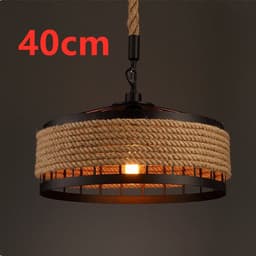 image-American Country Hemp Rope Restaurant Chandelier Personality Nordic Clothing Store Milk Tea Shop Round Wrought Iron LED Creative Chandelier