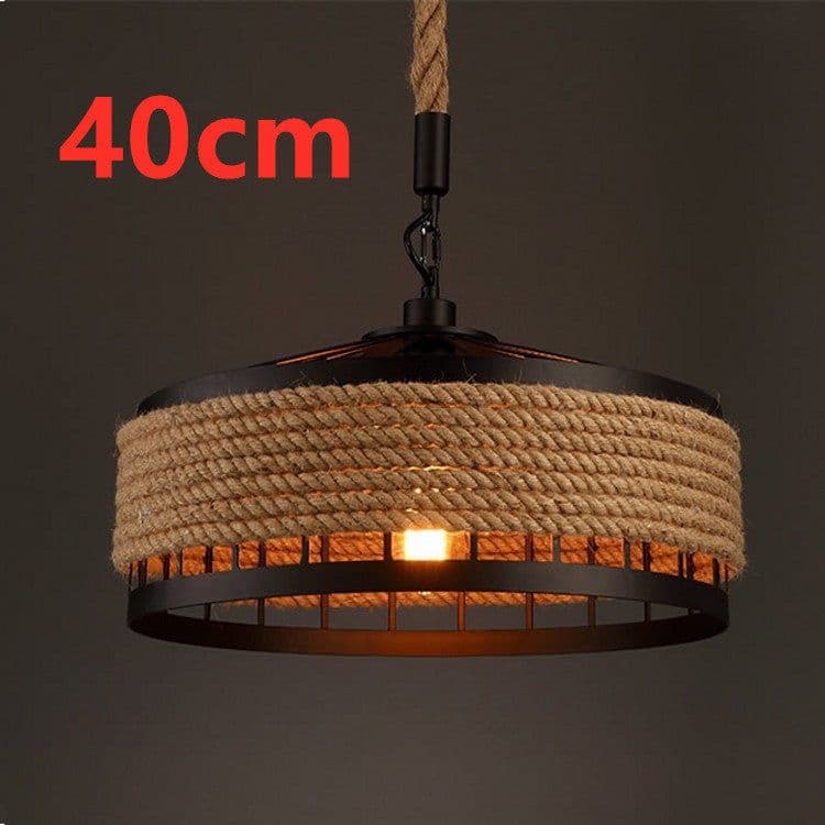 image-American Country Hemp Rope Restaurant Chandelier Personality Nordic Clothing Store Milk Tea Shop Round Wrought Iron LED Creative Chandelier