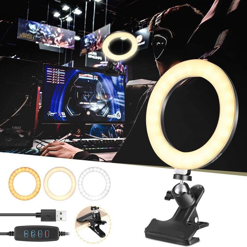 image-Straight Desktop Clip Live Broadcast Beauty 8 Inch 6 Inch Fill Light Computer Camera Ring Fill Light