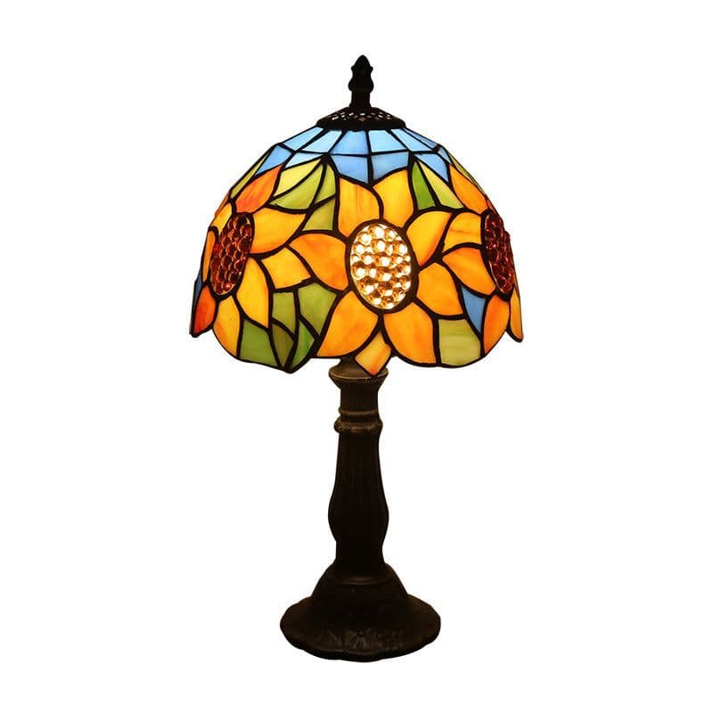 image-Lamp Bedroom Bedside Lamp Retro Bar Yellow Glass Lamp Resin Base Table Lamps Makeup Table Side Table Led Lights