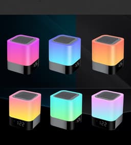 image-Alarm Clock Bluetooth Speaker Touch Screen LED Light Portable Colorful Light Desktop Audio