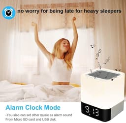 image-Alarm Clock Bluetooth Speaker Touch Screen LED Light Portable Colorful Light Desktop Audio