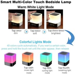 image-Alarm Clock Bluetooth Speaker Touch Screen LED Light Portable Colorful Light Desktop Audio