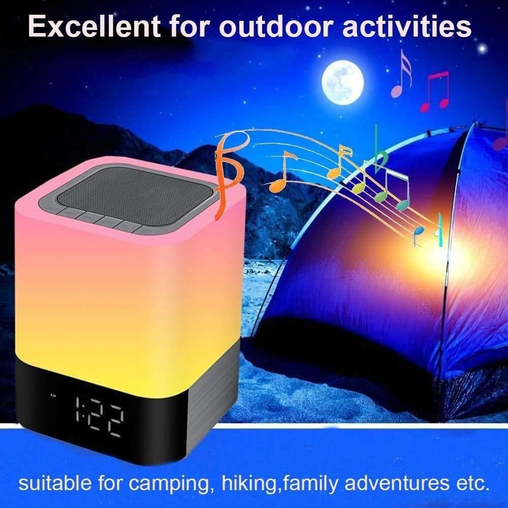 image-Alarm Clock Bluetooth Speaker Touch Screen LED Light Portable Colorful Light Desktop Audio