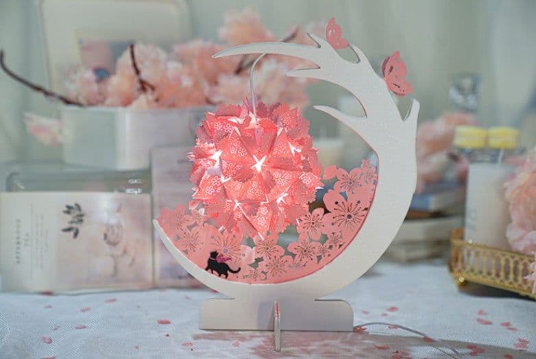 image-Cherry Blossom Season Small Night Light Paper Sculpture Lamp Under The Cherry Tree Ancient Style Creative Birthday Gift Decoration