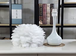 image-Luxury Feather Table Lamp Bedroom Bedside Light Nordic Ins Touch Dimming Desk Lights for Living Room Study Room Decor Lighting