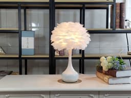 image-Luxury Feather Table Lamp Bedroom Bedside Light Nordic Ins Touch Dimming Desk Lights for Living Room Study Room Decor Lighting