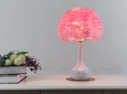 image-Luxury Feather Table Lamp Bedroom Bedside Light Nordic Ins Touch Dimming Desk Lights for Living Room Study Room Decor Lighting
