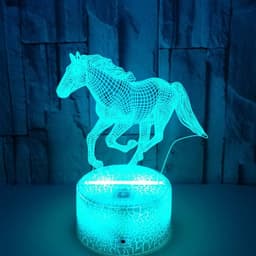image-New Galloping Horse 3D Night Light Gift Creative 3D Lamp Decoration Lamp Creative Pony Colorful Touch 3D Small Table Lamp