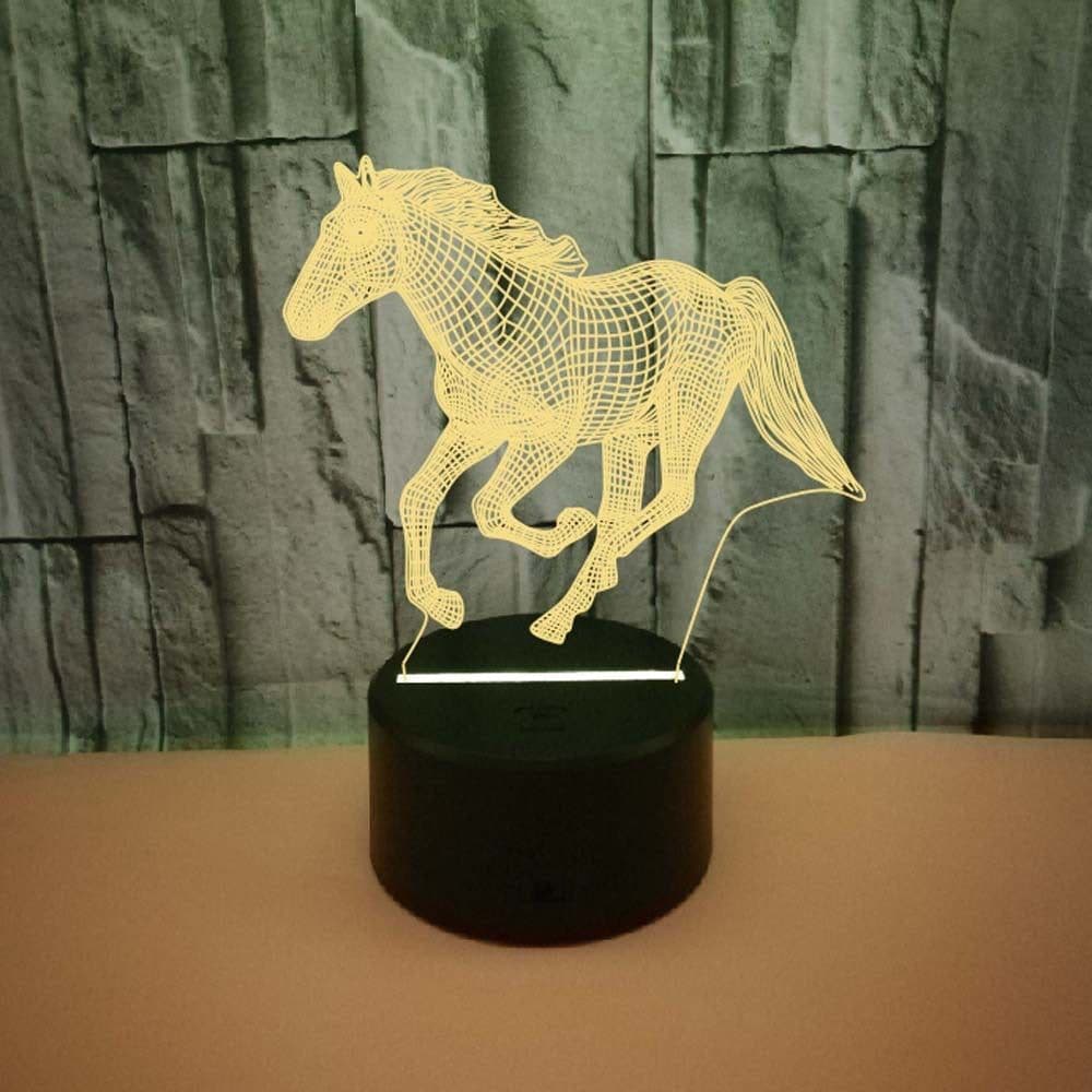 image-New Galloping Horse 3D Night Light Gift Creative 3D Lamp Decoration Lamp Creative Pony Colorful Touch 3D Small Table Lamp