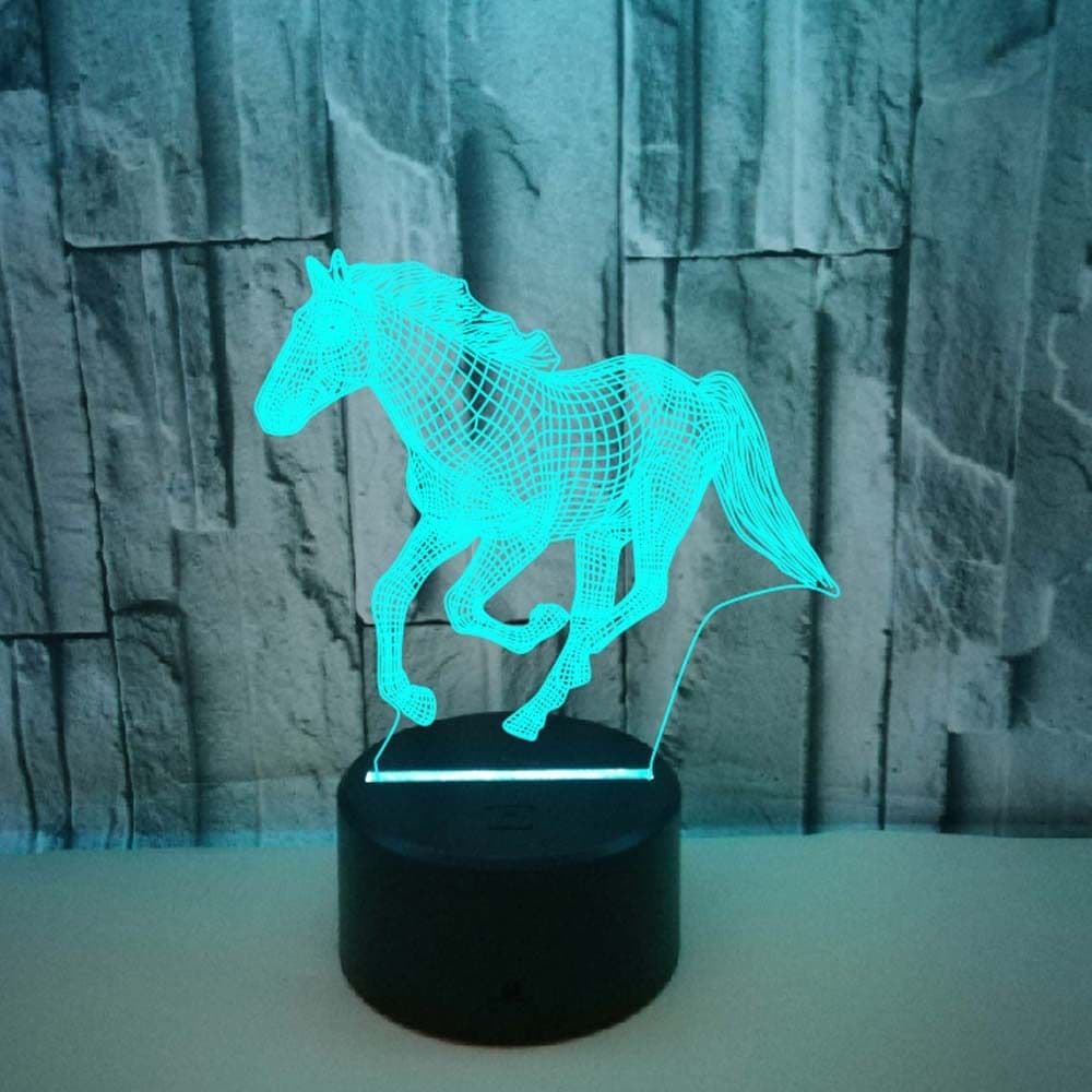 image-New Galloping Horse 3D Night Light Gift Creative 3D Lamp Decoration Lamp Creative Pony Colorful Touch 3D Small Table Lamp