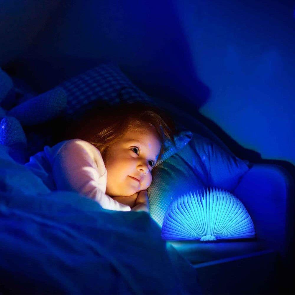 image-Creative LED Night Light USB Recharge Folding Book Light Wooden RGB Table Lamp Home Desk Decoration