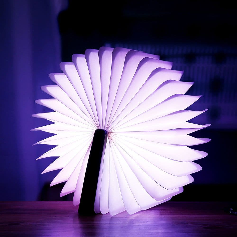 image-Creative LED Night Light USB Recharge Folding Book Light Wooden RGB Table Lamp Home Desk Decoration