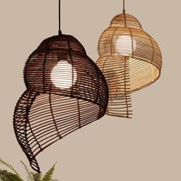 image-NEW Snail Rattan Pendant Light, Creative Art Southeast Asia Vintage Pendant Lamp Reading Room Wicker Light