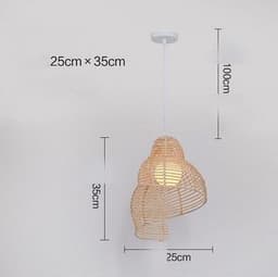 image-NEW Snail Rattan Pendant Light, Creative Art Southeast Asia Vintage Pendant Lamp Reading Room Wicker Light
