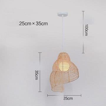 image-NEW Snail Rattan Pendant Light, Creative Art Southeast Asia Vintage Pendant Lamp Reading Room Wicker Light