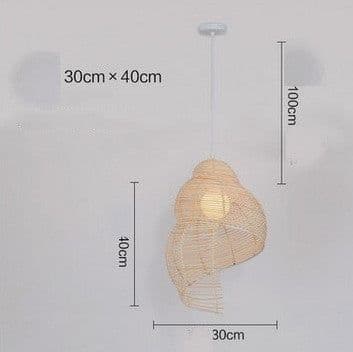image-NEW Snail Rattan Pendant Light, Creative Art Southeast Asia Vintage Pendant Lamp Reading Room Wicker Light