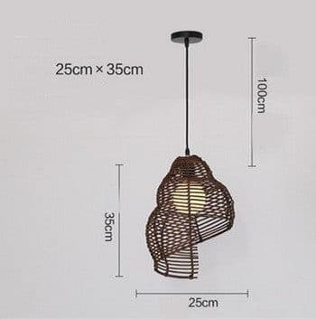 image-NEW Snail Rattan Pendant Light, Creative Art Southeast Asia Vintage Pendant Lamp Reading Room Wicker Light