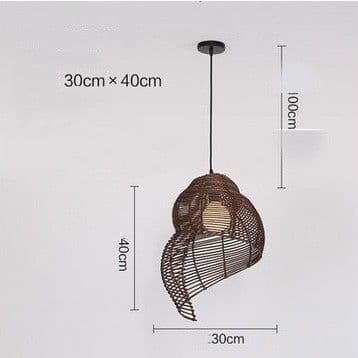 image-NEW Snail Rattan Pendant Light, Creative Art Southeast Asia Vintage Pendant Lamp Reading Room Wicker Light