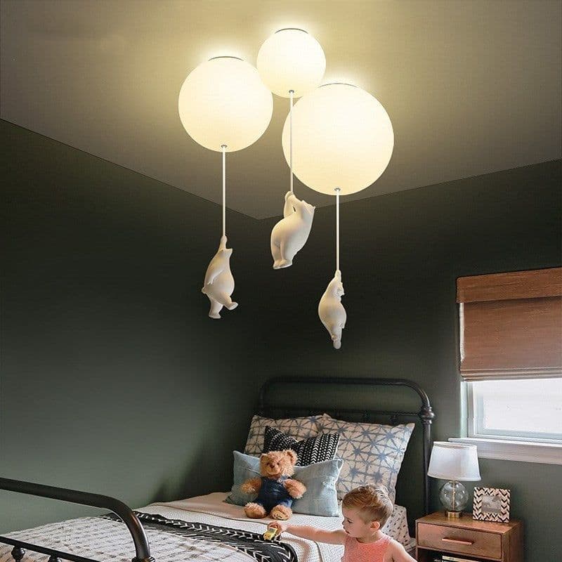 image-Children'S Room Balloon Lamp Cartoon Net Red Creative Aisle Balcony Restaurant Polar Bear Bedroom Ceiling Lamp