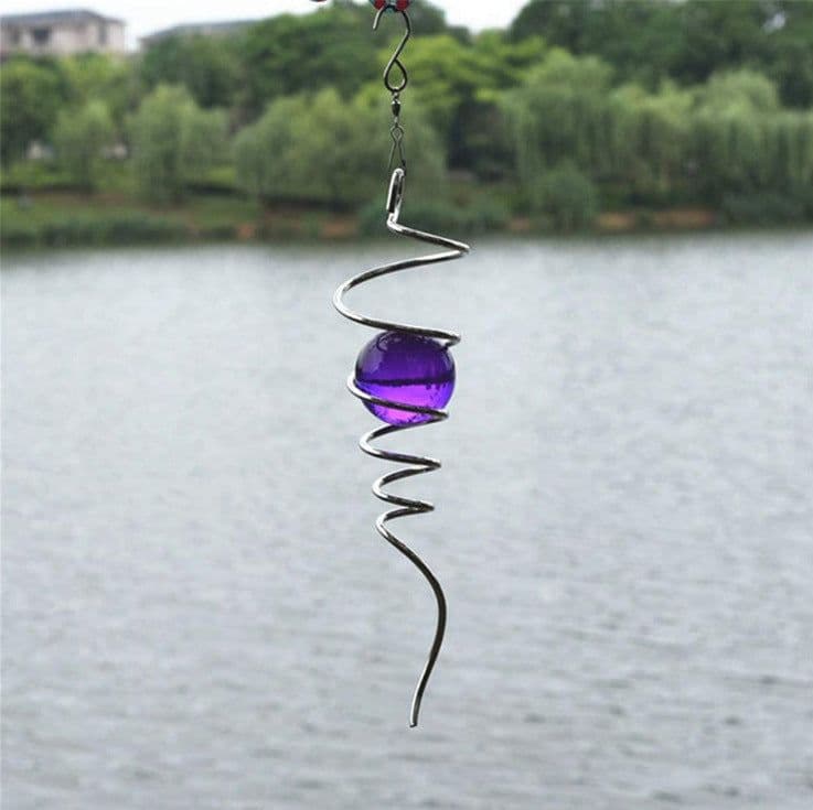 image-Wind SpinnerBall Spiral Tai Stainless Steel Suspended Rrotary Stabilizer Crystal Ball Wind Chime