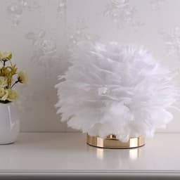 image-Feather Table Lamp Bedroom Bedside Light Luxury Ins Creative Warm And Romantic Girl Children'S Room Nordic Living Room Floor Lamp