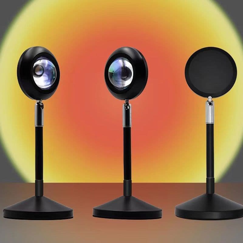 image-Upgrade Rainbow Sunset Projector Lamp Atmosphere Light Home Coffee Shop Background Wall Decoration Remote Control Sunset Lamps